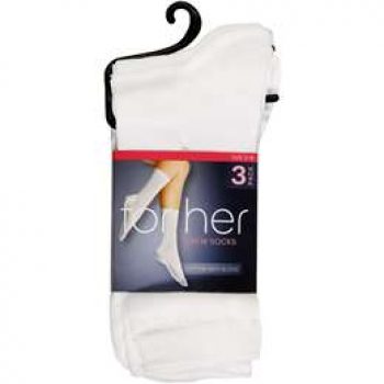 Woolworths Ladies Crew Socks White Sizes 2-8 3 pack