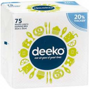 Deeko Extra Thick Serviette 1ply  75 pack