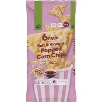 Woolworths Salt & Vinegar Popcorn Chips  6 pack