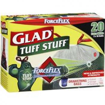 Glad Garbage Bags Tuff Stuff Drawstring 56l 20 pack