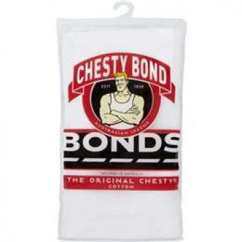 Bonds Singlet Mens Chesty White Size 18 1pk