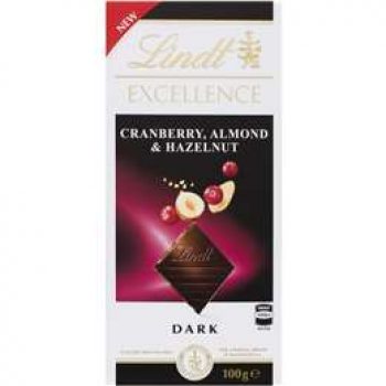 Lindt Excellence Dark Chocolate Cranberry Almond & Hazelnut 100g