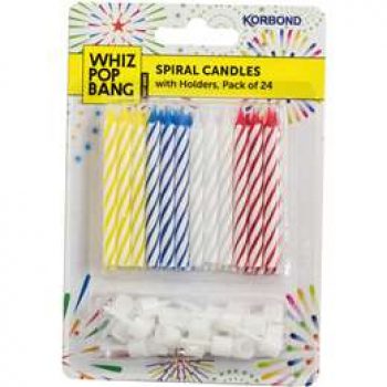 Korbond Basic Spiral Candle With Holder 24 pack
