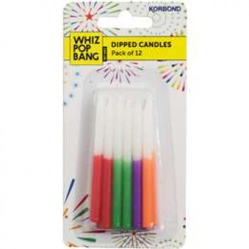 Korbond Dipped Colourful Candles  12 pack