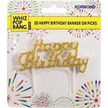 Korbond 3d Happy Birthday Cake Banner On Picks 17g