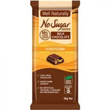 Well Naturally No Sugar Added Chocolate Honeycomb 90g
