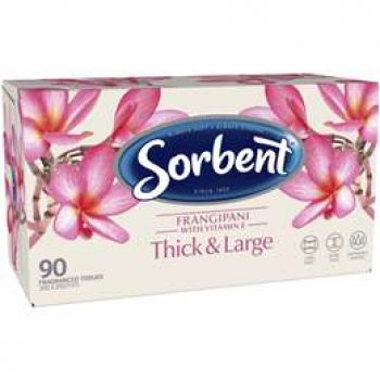 Sorbent Facial Tissue Thick & Large Frangipani & Vitamin E 90 pack
