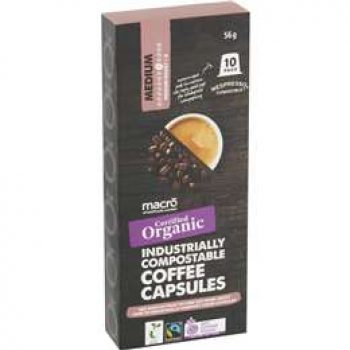 Macro Organic Medium Industrially Compostable Coffee Capsules 10 pack