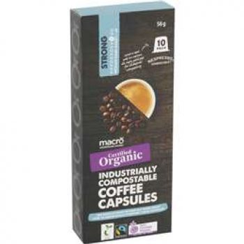 Macro Organic Strong Industrially Compostable Coffee Capsules 10 pack