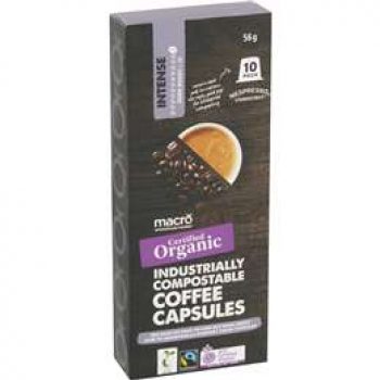 Macro Organic Intense Industrially Compostable Coffee Capsules 10 pack