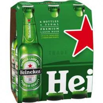 Heineken Premium Lager Stubbies 6x330ml pack