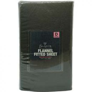 Inspire Flannel Fitted Sheet Double Size Charcoal each