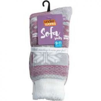 Underworks Ladies Double Layer Sofa Crew Socks Purple each