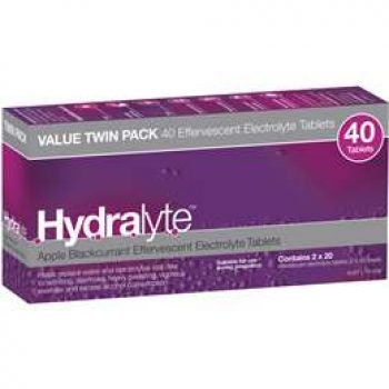 Hydralyte Effervescent Electrolyte Tablets Apple Blackcurrant 40 pack