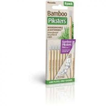 Piksters Bamboo Straight Interdental Brushes & Caps Size 1 8 pack