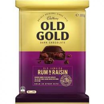 Cadbury Old Gold Dark Chocolate Old Jamaica Rum N Raisin Block 300g