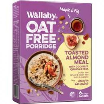Wallaby Oat Free Porridge Maple Fig Toasted Almond Meal 6 pack