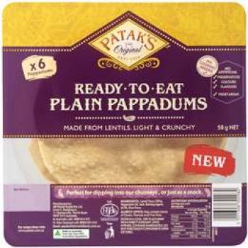 Patak’s Ready To Eat Large Plain Pappadums 58g