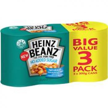 Heinz Baked Beans No Added Sugar  300g x3 pack