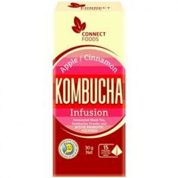 Connect Foods Kombucha Infusion Black Tea Bags Apple Cinnamon 15 pack