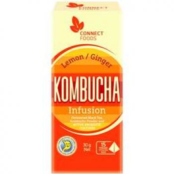 Connect Foods Kombucha Infusion Black Tea Bags Lemon & Ginger 15 pack