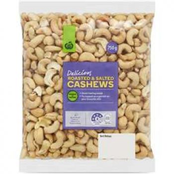 Woolworths Cashews Roasted & Salted 750g pack