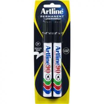 Artline Permanent Marker Black 90mm 2pk