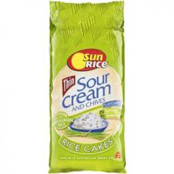 Sunrice Rice Cakes Thin Sour Cream & Chives 195g