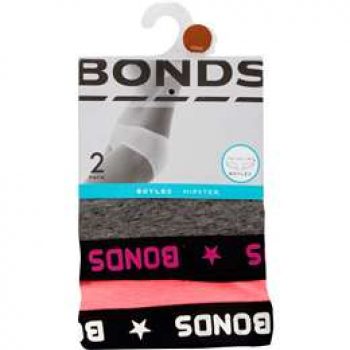 Bonds Womens Underwear Hipster Boyleg Size 10 2 pack