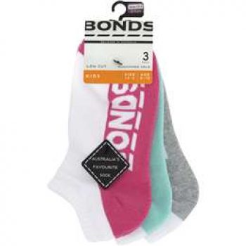 Bonds Kids Socks Lowcut Logo 13 – 3 3 pack