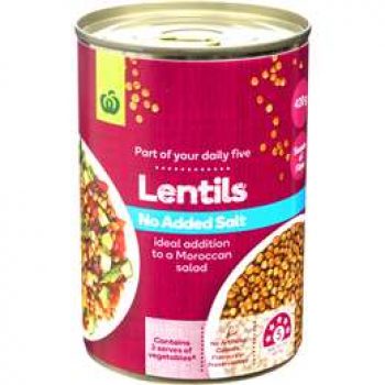 Woolworths Lentils No Added Salt 420g