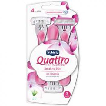 Schick Razor Disposable Quattro 4 Aloe & Vitamin E 3 pack