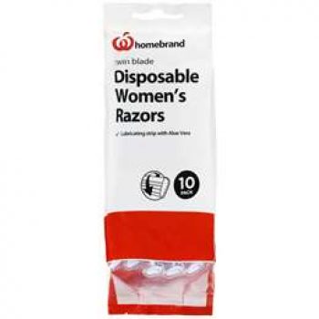 Homebrand Razor Disposable Womens Twin Blade 10 pack