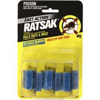 Ratsak Baits Fast Action Wax Blocks 6pk