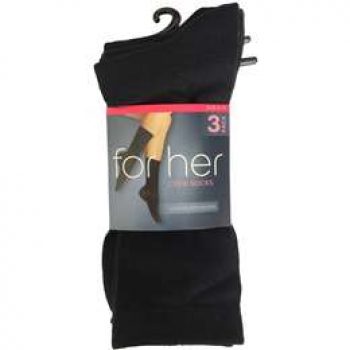 For Her Crew Socks Black 8-11 Black Size 8-11 3 pack