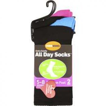 Underworks Womens All Day Cushion Foot Socks Black Size 5-8 2 pack
