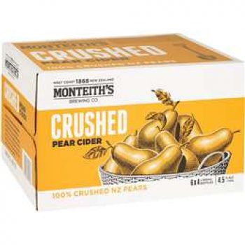 Monteith’s Pear Cider Crushed Bottles 24x330ml case