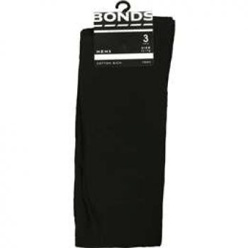 Bonds Socks Mens Business Black Size 11-14 3 pack