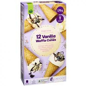 Woolworths Vanilla Flavoured Waffle Cones  12 pack