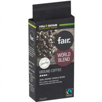 Oxfam Fair Organic Fair Trade Ground World Blend Coffee 250g
