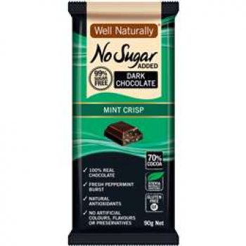 Well Naturally Bars Mint Chocolate Sugar Free 90g