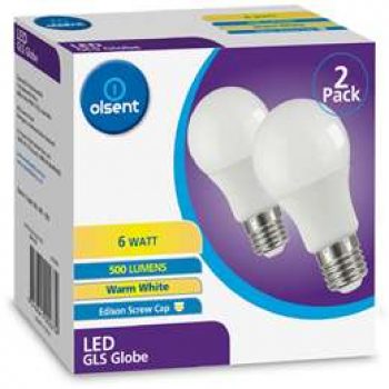 Olsent Light Globe Led Gls Es 52 470lum 2 pack