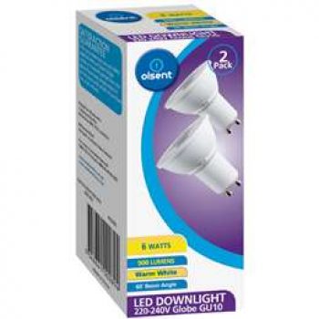 Olsent Led Gu10 6w 500lm 3000k 60′ 2 pack