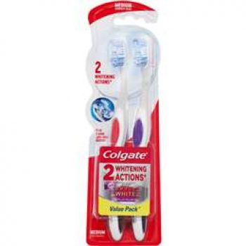 Colgate 360 Degrees Optic White Platinum Toothbrush Medium 2 pack