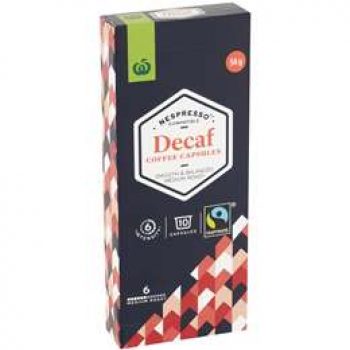 Woolworths Fairtrade Nespresso Compatible Coffee Capsules Decaffeinated 10 pack