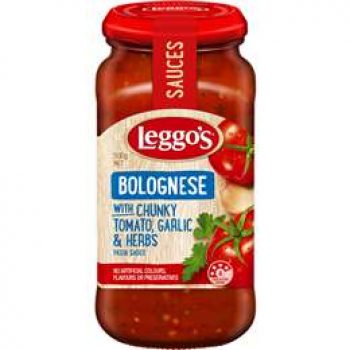 Leggos Pasta Sauce Bolognese With Chunky Tomato Garlic & Herbs 500g