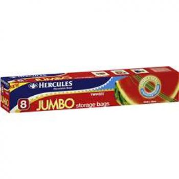 Hercules Resealable Twin Zip Jumbo Sandwich Bags 8 pack