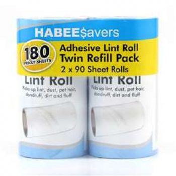 Habee Savers Lint Roller Set Refill 90 Sheets x2 pack