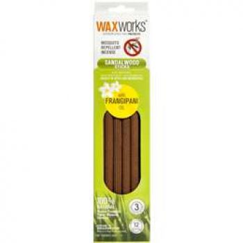 Waxworks Mozzie Sticks Sandalwood Citronlla Frangipani 12 pack