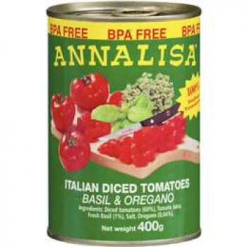 Annalisa Diced Tomatoes Basil & Oregano 400g